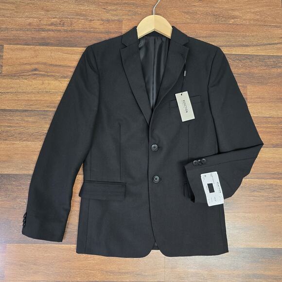 Reaction Kenneth Cole Blazer 14R Black Suit Jacket Techni-Cole 2 Button NWT - Picture 1 of 11